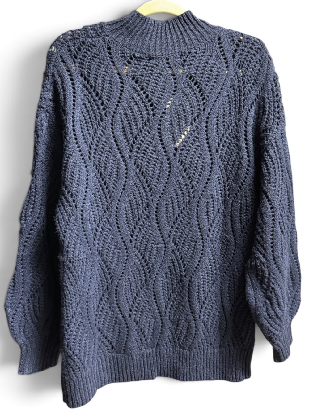 NWT Merokeety Navy Mock Neck Textured Knit Sweater Size Small
